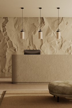 Cylindrical suspension lamp in natural linen Nooi