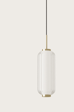 Elma pendant lamp in fluted glass and gilded steel - Pendants by Aromas