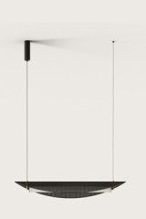 Tuya long black rattan pendant lamp with gold details - Pendants by Aromas