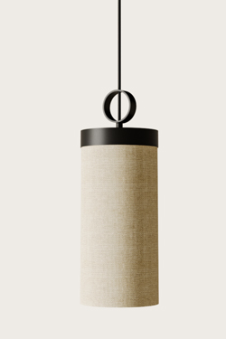 Suspension cylindrique en lin naturel Nooi - Suspension by Aromas