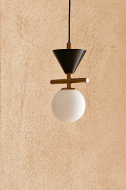 Suspension marbre noir et métal doré Oneta