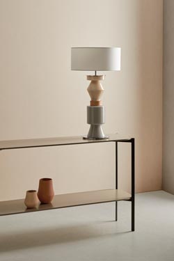 Cubist table lamp in coloured glass Kitta Ponn
