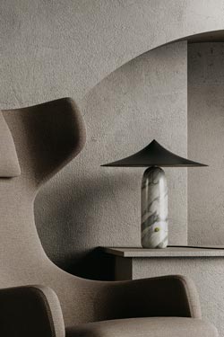 Table lamp in white marble and black metal Kine
