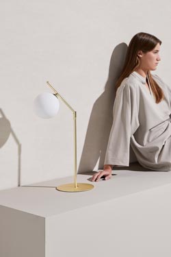 Retro table lamp with opal glass ball diffuser Endo