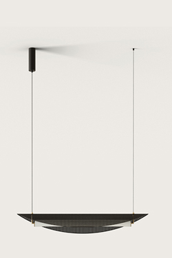 Tuya suspension longue en rotin noir et détails dorés - Suspension by Aromas