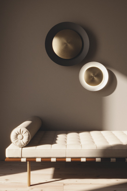 Coss black and gold disc wall light 40cm