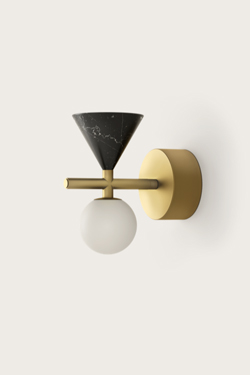 Oneta wall light in gilded metal and black marble - Wall lights by Aromas