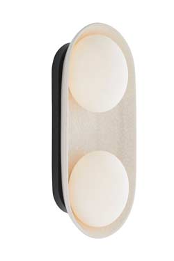 Applique 2 lumières en céramique craquelée ivoire Glaze