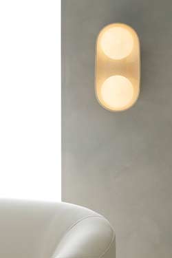 Applique 2 lumières en céramique craquelée ivoire Glaze