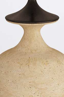 Grande lampe de table en travertin et métal bronze Bridgeport