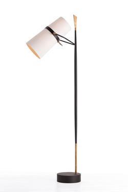 Lampadaire blanc, noir et laiton antique Yasmin - Lampadaire by Arteriors