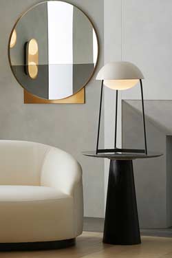 Lampe de table en céramique craquelée et acier noir Glaze