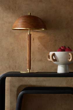 Lampe de table en rotin et laiton antique Annette