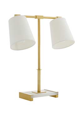 Lampe de table inspiration Art Déco dorée et blanche Messina