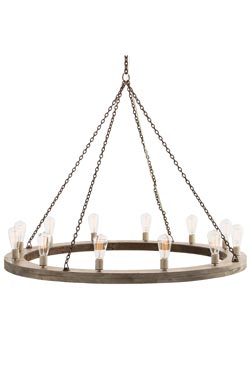Lustre design et rustique en métal et bois Geoffrey - Lustre by Arteriors