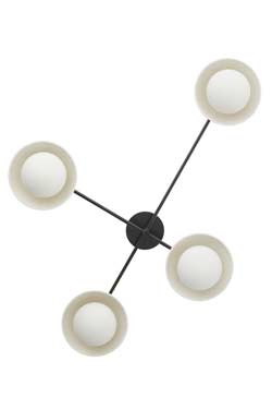 Plafonnier 4 lumières en céramique et acier noir Glaze