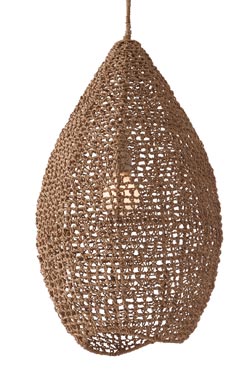 Suspension naturel en macramé forme en goutte d'eau Evers - Suspension by Arteriors