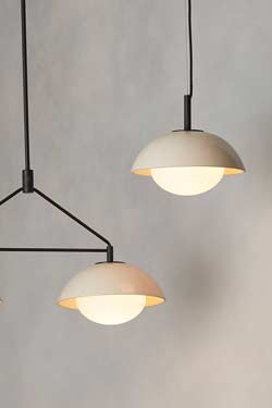 Suspension simple en céramique et verre opale Glaze