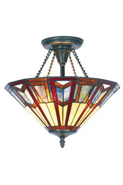 Art déco plafonnier style Tiffany avec 4 chaînes - Suspension by Artistar