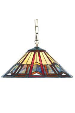 Art déco suspension 2 lumières style Tiffany bleue - Suspension by Artistar