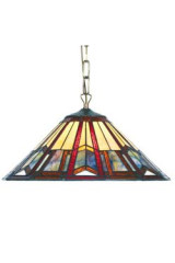 Art déco suspension 2 lumières style Tiffany bleue - Suspension by Artistar