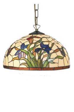 Iris bleu suspension style Tiffany fleurs bleues 1 lumière  - Suspension by Artistar