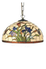Iris bleu suspension style Tiffany fleurs bleues 1 lumière  - Suspension by Artistar