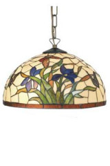 Iris bleu suspension style Tiffany fleurs bleues 2 lumières - Suspension by Artistar
