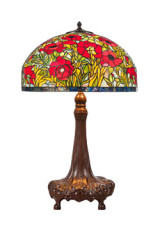 Lampe de table Tiffany coquelicot pied acajou - Lampe de table by Artistar