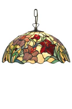 Orchidée suspension style Tiffany rouge 2 lumières - Suspension by Artistar
