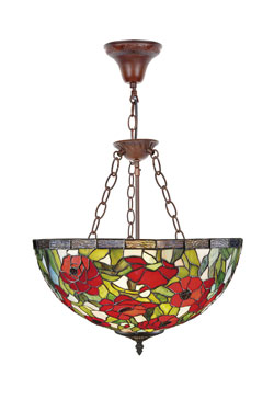 Plafonnier Tiffany motifs coquelicots - Plafonnier by Artistar
