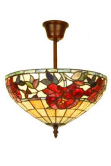 Rose Rouge plafonnier en verre style Tiffany 3 lumières - Plafonnier by Artistar