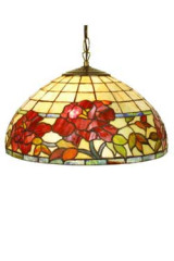 Rose Rouge suspension en verre style Tiffany 2 lumières - Suspension by Artistar
