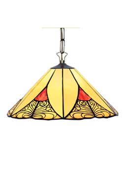 Suspension Tiffany de verre jaune et rouge - Suspension by Artistar