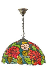 Suspension Tiffany fleurs rouges - Suspension by Artistar