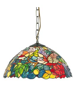 Suspension Tiffany mosaïque d'oiseaux multicolore une lumière - Suspension by Artistar