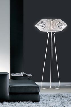 V White graphic floor lamp