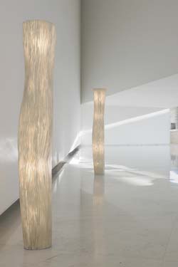 Floor lamp with cylinder pleated white fabric shade Gea