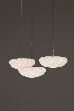 Grande suspension triple en tissu peint Simetech blanc Tati 