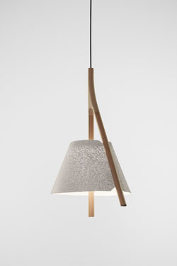 Cambo white and wood pendant lamp
