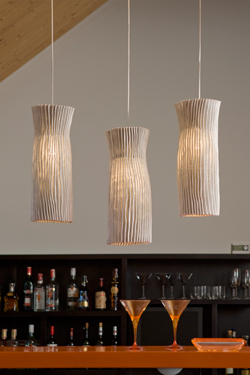 Cylindrical white hanging lamp in Simetech pleated fabric Gea 