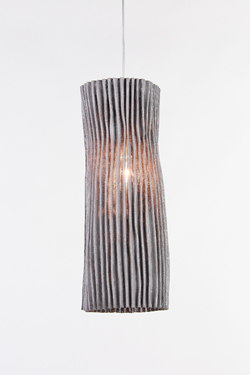 Gray cylindrical pendant in pleated fabric Gea - Pendants by Arturo Alvarez