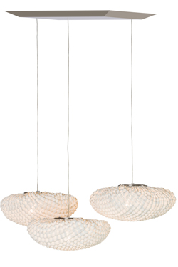Large triple pendant in white Simetech painted fabric Tati - Pendants by Arturo Alvarez