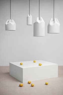 Large, wide white steel mesh pendant Agasallo 