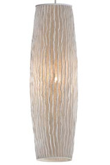 Suspension blanche cylindre long tissu plissé et peint Coral - Suspension by Arturo Alvarez