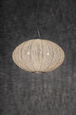 Suspension ronde blanche tissu plissé et peint Coral