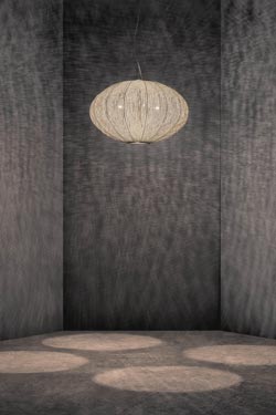 Suspension ronde blanche tissu plissé et peint Coral