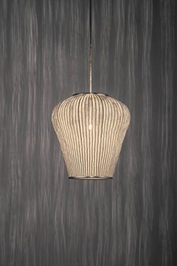 Suspension tissu blanc plissé et peint Coral 