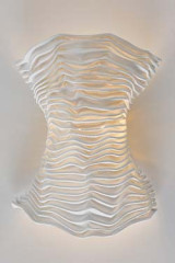 White wall lamp in pleated and painted fabric Cors - Wall lights by Arturo Alvarez