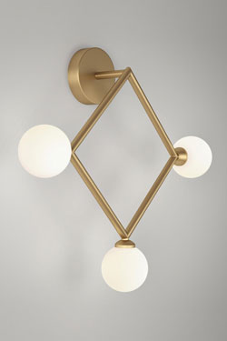 Applique carré doré 3 lumières
